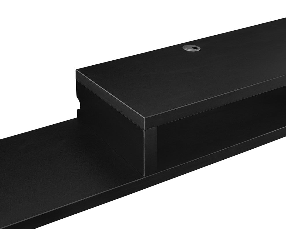 Asymmetrical Wall Mounted TV Console Wood Entertainment Center 72-inch , Black