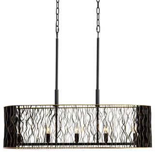 Estela 5-Lt Linear Pendant - Matte Black/French Gold
