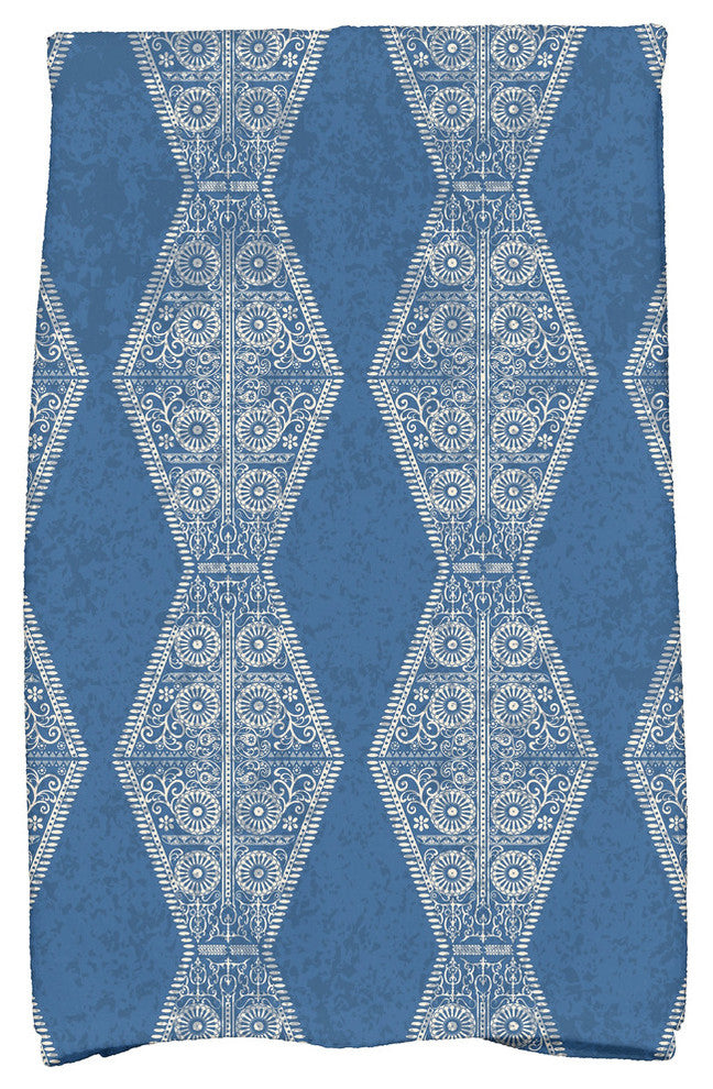 Pyramid Stripe Geometric Print Kitchen Towel, Blue