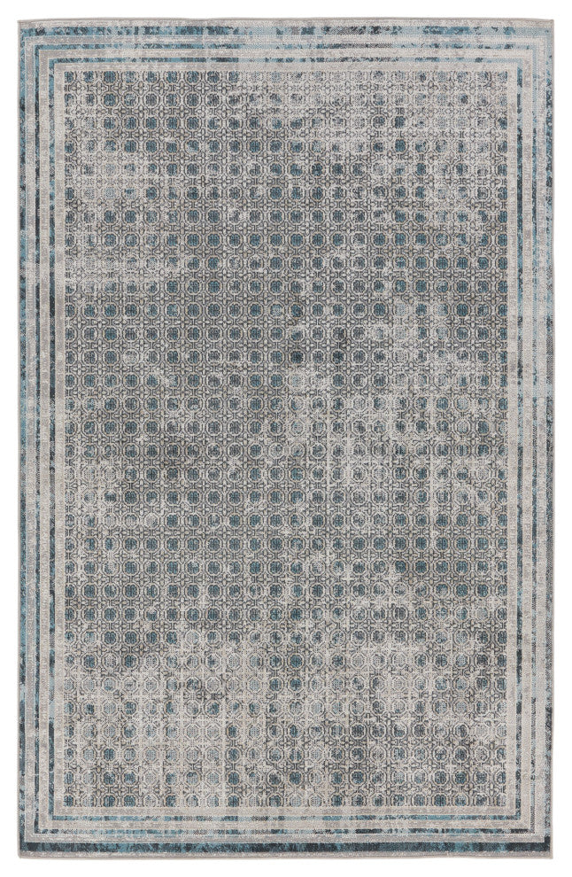 Machine Washable Vibe by Jaipur Living Allora Trellis Light Gray/ Blue Area Rug