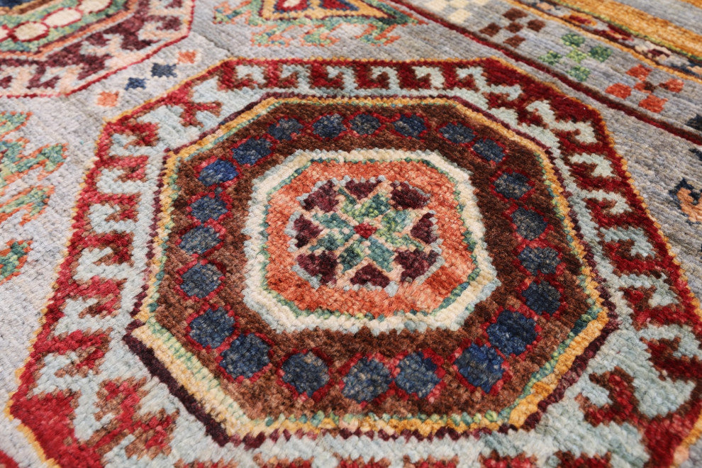 Super Kazak Khorjin Hand Knotted Wool Rug 3' 4" X 4' 10" - Q12316