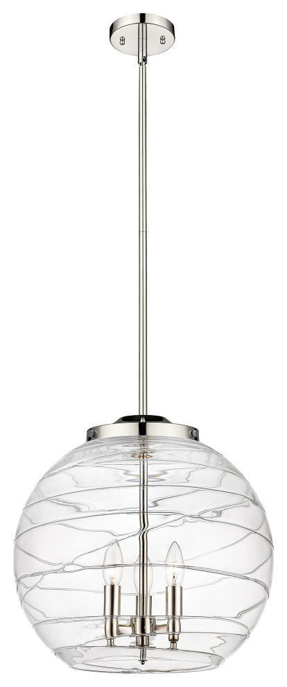 Deco Swirl Pendant, Polished Nickel, Clear Deco Swirl, Clear Deco Swirl