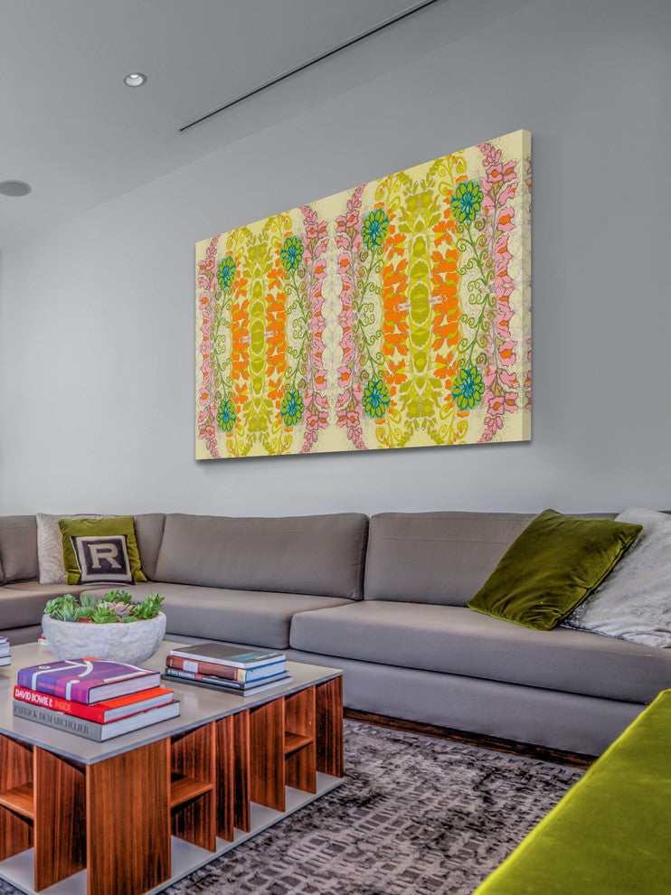 "Snapdragons Textile" Painting Print on Wrapped Canvas