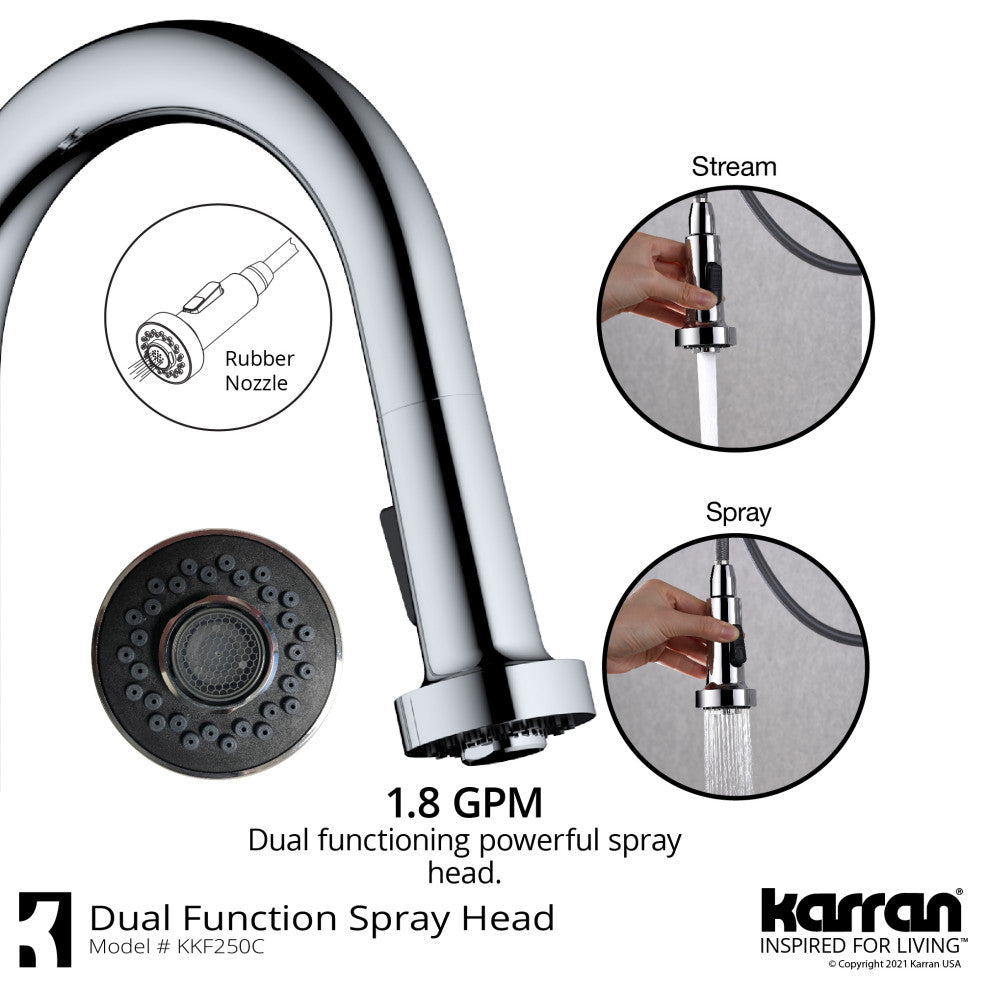 Karran 1-Handle Pull-Down Kitchen Faucet With Soap Dispenser, Chrome
