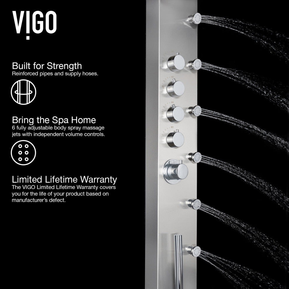 Brielle 71" H x 6" W 6-Jet Shower Panel with Fixed Rainhead in Stainless Steel