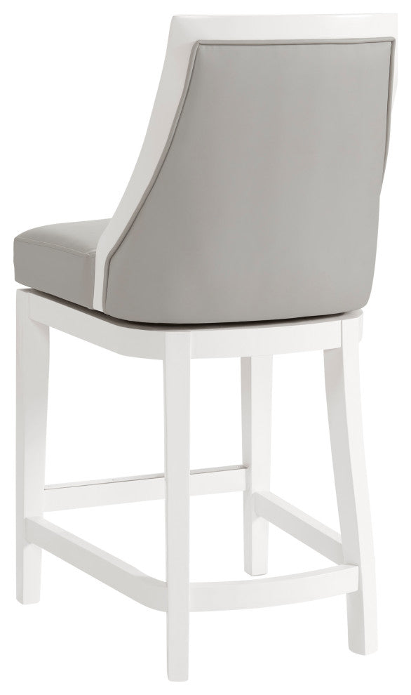 Ellie Bar Stool With Back, White, Counter Height