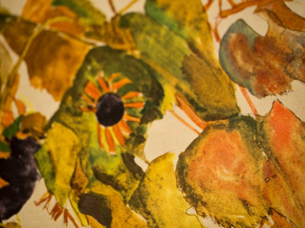Egon Schiele Limited Edition Lithograph, Sunflowers, 1911, Framed