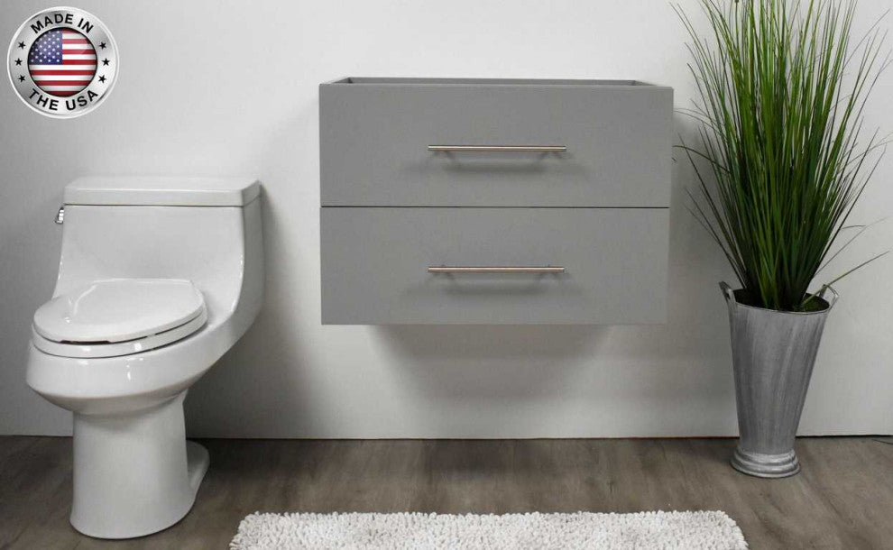Napa 30" Modern Floating Bathroom Vanity With Round Handles Cabinet Only, Gray