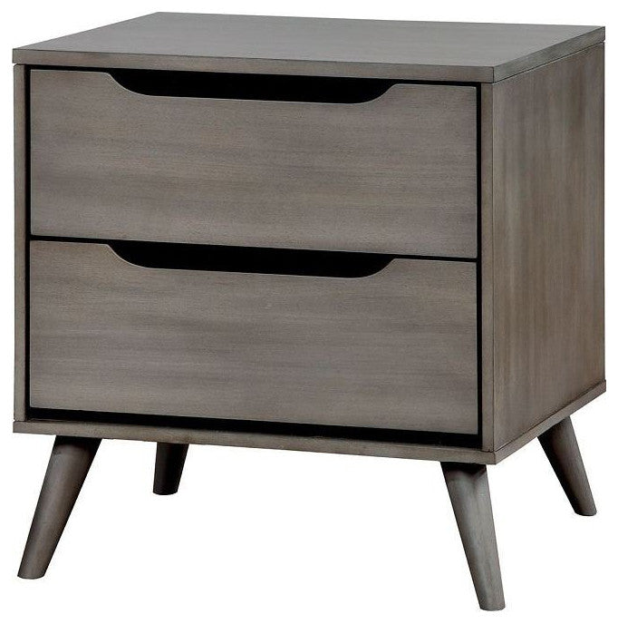 Benzara BM123113 Lennart Mid Century Modern Nightstand, Gray