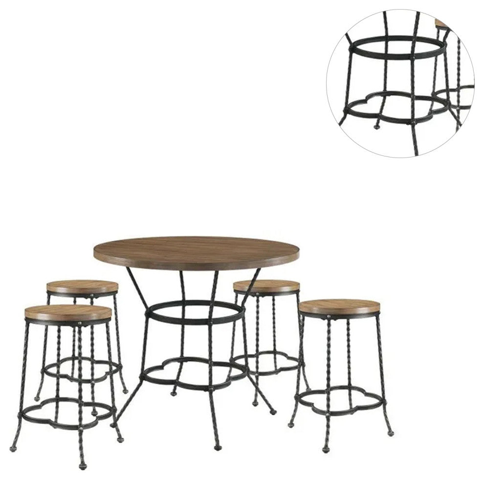 5-Piece Counter Height Set, Walnut/Antique Black