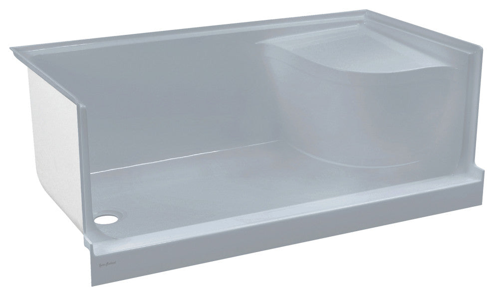 Aquatique 60"x32" Shower Base With Left Hand Drain, Gray
