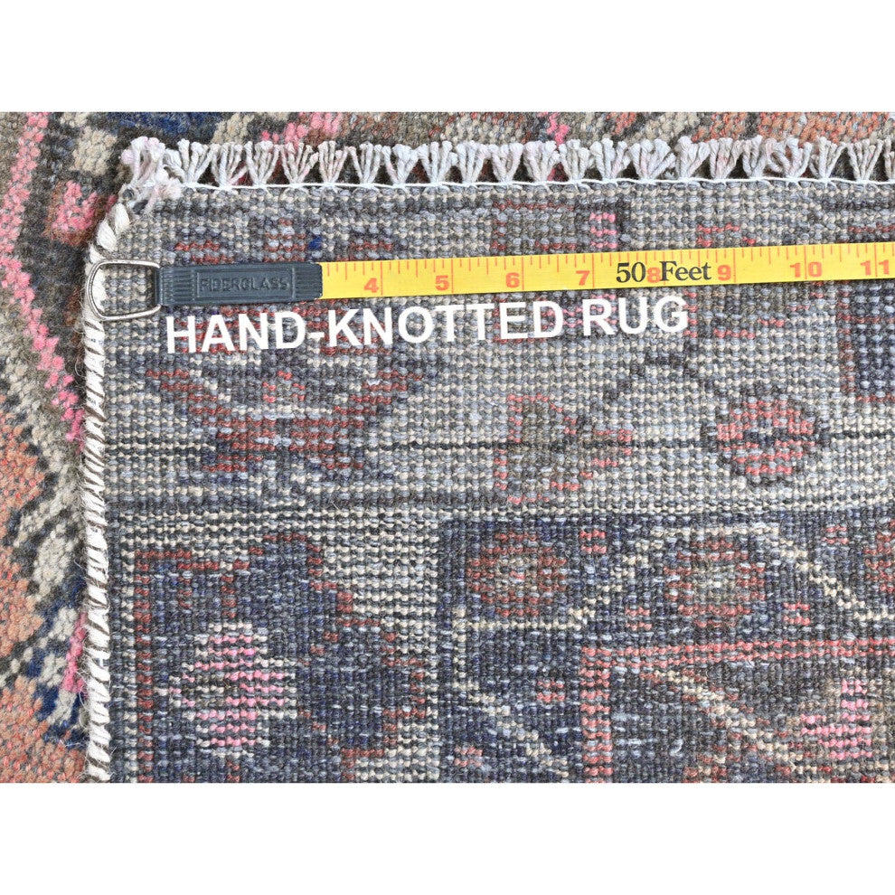 Light Coral Vintage Persian Bakhtiar Hand Knotted Pure Wool Rug, 3'10"x7'8"