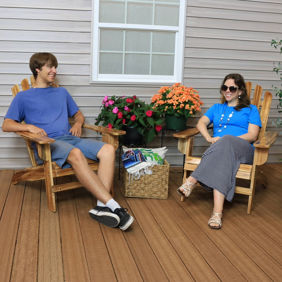 Sunnydaze Rustic Wooden Adirondack Chair With Light Charred, Set of 2
