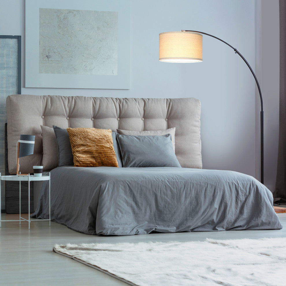 Brightech Logan - Contemporary Arc Floor Lamp w. Marble Base, Classic Black