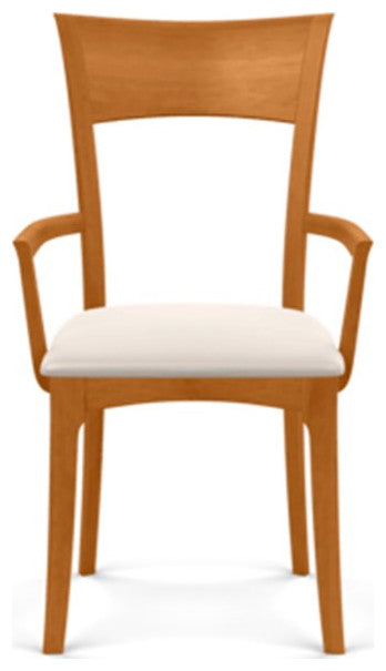 Copeland Ingrid Upholstered Armchair, Natural Cherry, White Leather