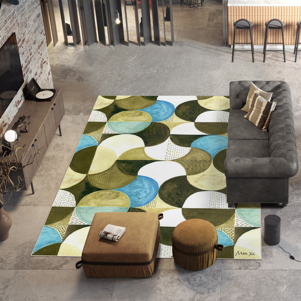 Geometric II Geometric Art Area Rug, 7.5'x10.3'
