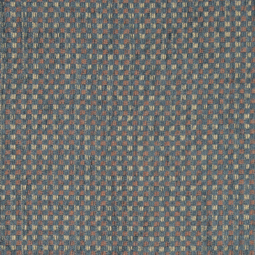 Beige, Orange and Blue, Check Southwest Style Upholstery Fabric By The Yard