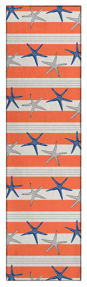 Indoor/Outdoor Seabreeze SZ12 Salmon Machine Washable 2'3" x 7'6" Runner Rug