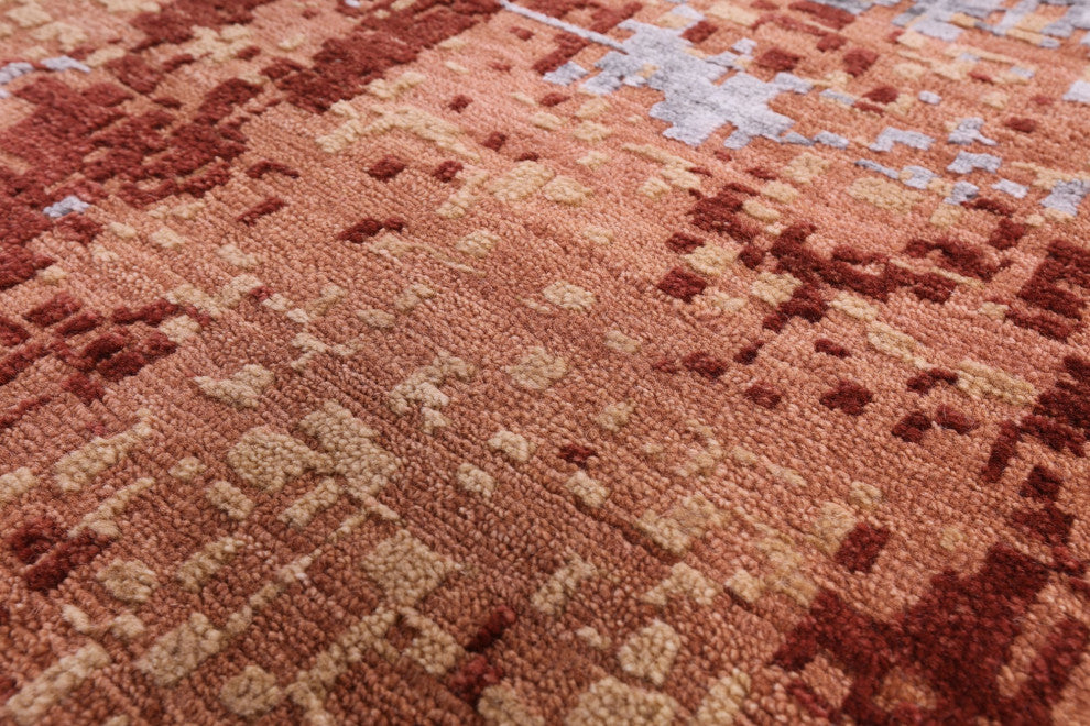 9' 11" X 13' 4" Wool and Silk Modern Handmade Rug Q7248