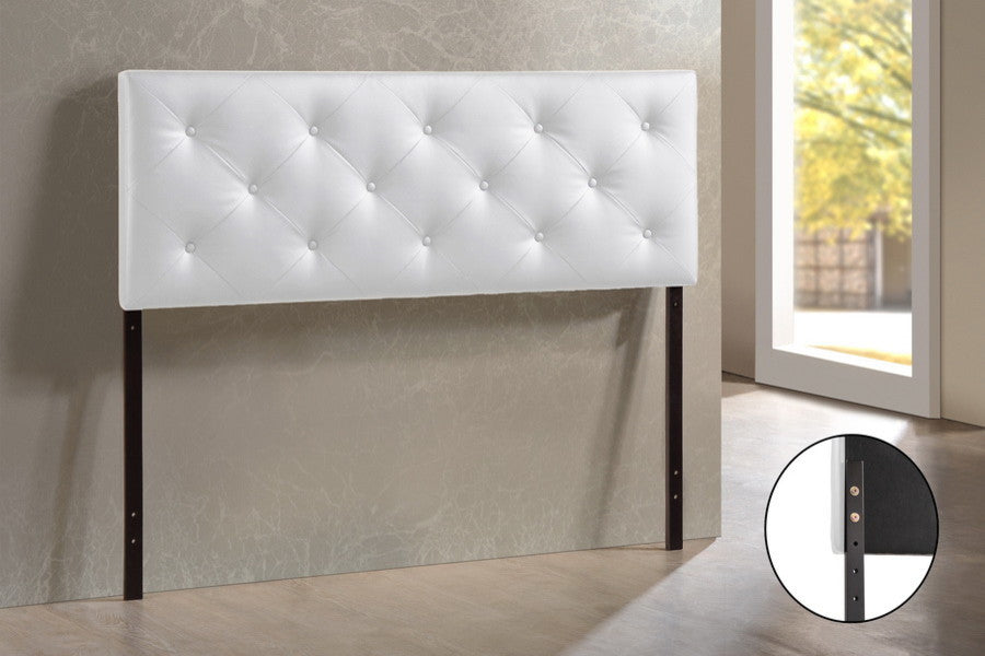 Baltimore Modern Queen White Faux Leather Upholstered Headboard