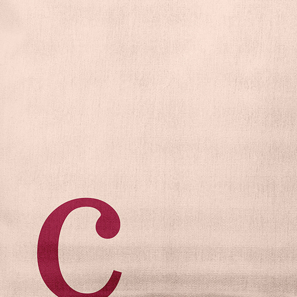 16"x16" Modern Monogram Decorative Throw Pillow, Cranberry