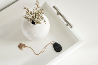 Lipton Narrow Rectangle Wood Accent Tray, White/Silver 10x24