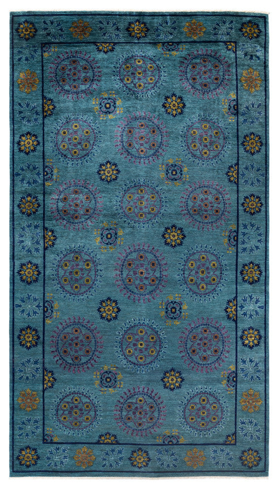 Suzani, One-of-a-Kind Handmade Area Rug Green, 16' 8" x 9' 2"