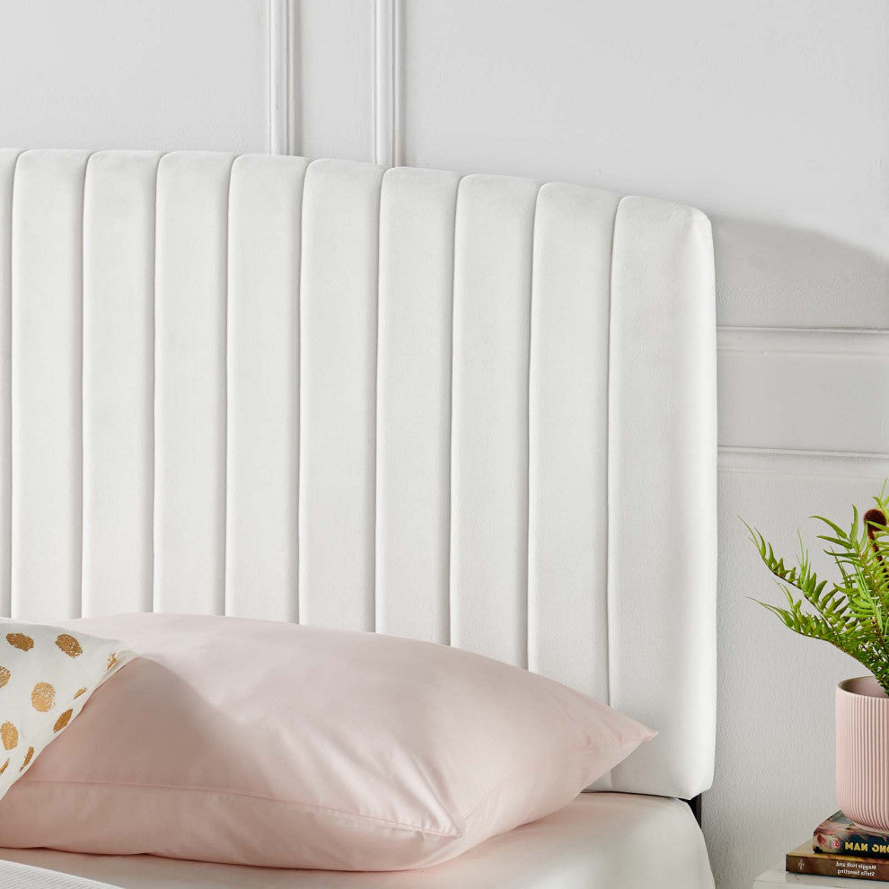 Headboard, Twin Size, Velvet, White, Modern Contemporary, Bedroom Master Suite