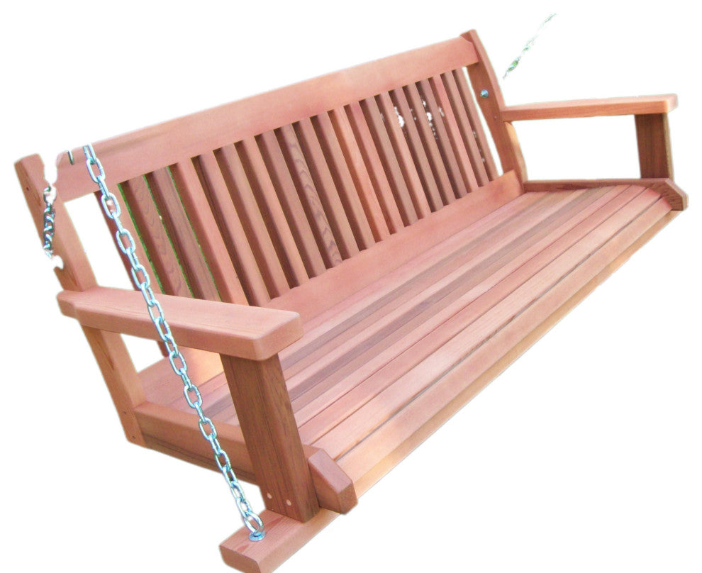Cabbage Hill Porch Swing, Cedar Tone, Red Wash, 4'