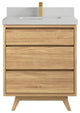 Madison Teak 30 Single Sink Bath Vanity in Light Natural 2" Carrara Quartz