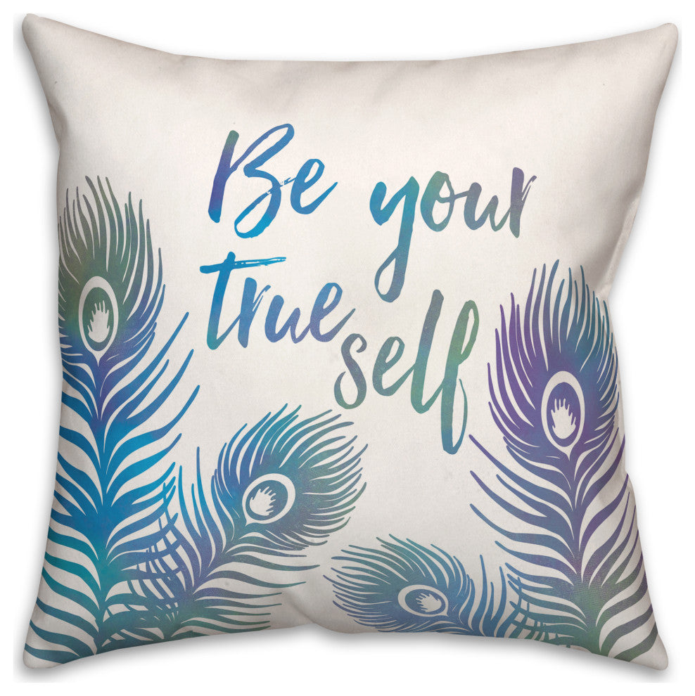 True Self Peacock Feathers 5 20x20 Spun Poly Pillow