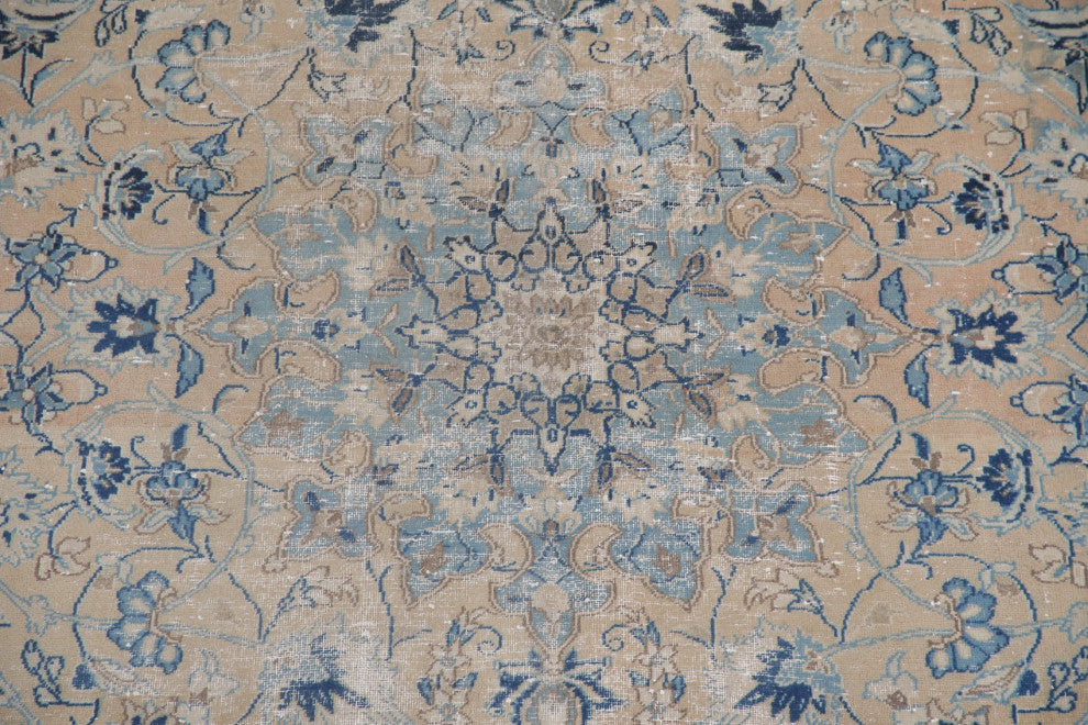Consigned, Traditional Vintage Distressed Handmade Persian Area Rug, Beige, 6x10