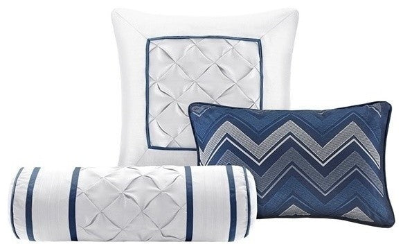 Madison Park Polyoni 7-Piece Comforter Set With Tufted, Queen