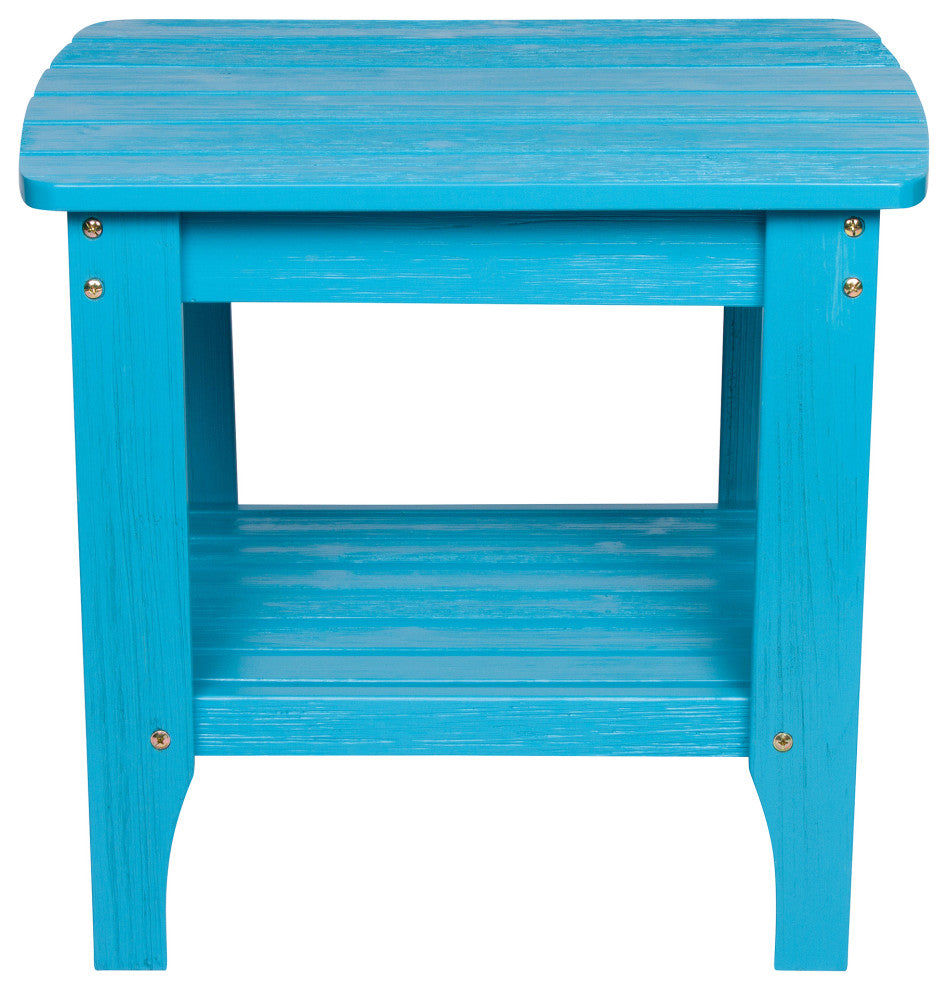 Shine Co. Cedar Wood Hydro-Tex Adirondack Square Corner Table Aqua Blue 4113AQ