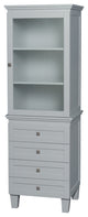 Acclaim Bathroom Linen Tower in Oyster Gray With Cabinet Storage and 4 Drawers