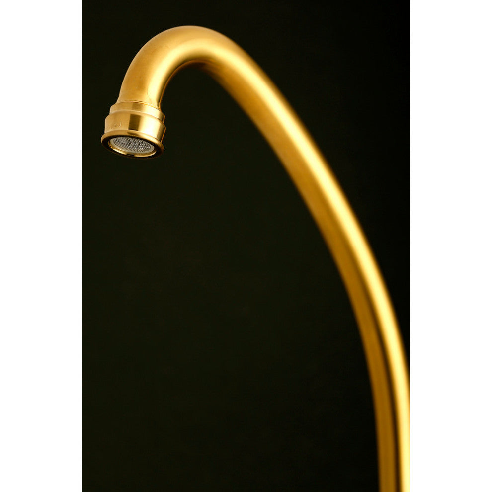Kingston Brass Two-Handle Wall Mount Kitchen Faucet, Brushed Brass
