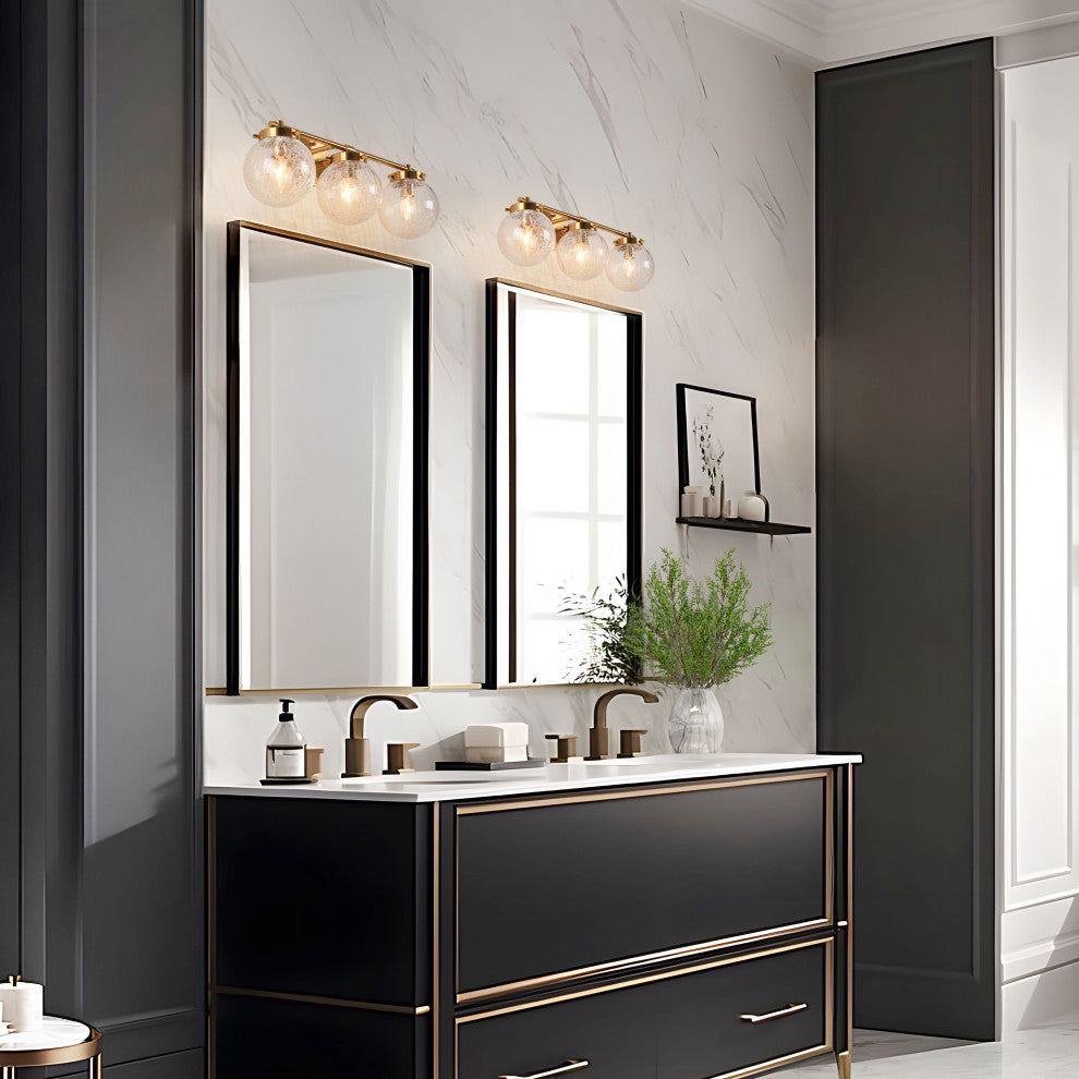 LALUZ 3-Light Modern Gold Bathroom Vanity Light