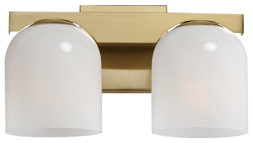 Scoop Two Light Bath Vanity, Natural Aged Brass