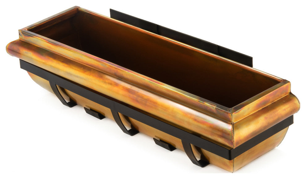 H Potter Rustic Copper Window Boxes Outdoor Decor, 30"