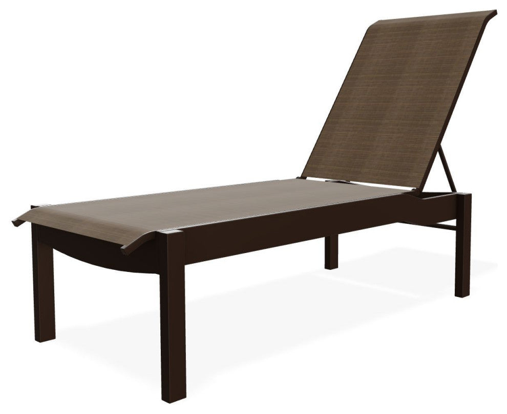 Leeward Sling Stackable Outdoor Chaise Lounge, Bark/Kona