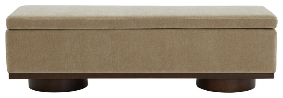 Safavieh Couture Vianna Boucle Bench, Light Brown/Walnut