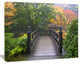 Wood Bridge at Japanese Garden In Fall, Bridge Canvas Art Print, 60"x28"