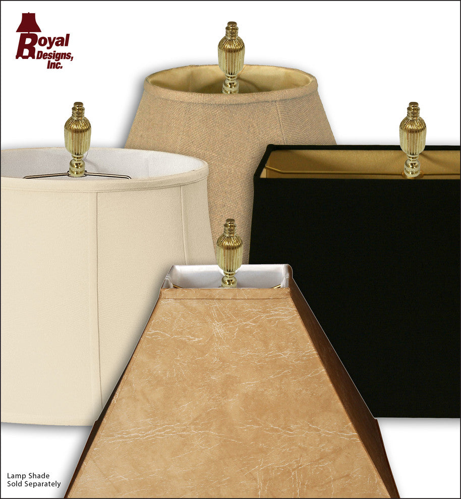 Royal Designs Button Finial, Polished Brass, Single