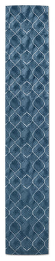 Blue Ogee Pattern 16x90 Cotton Twill Runner