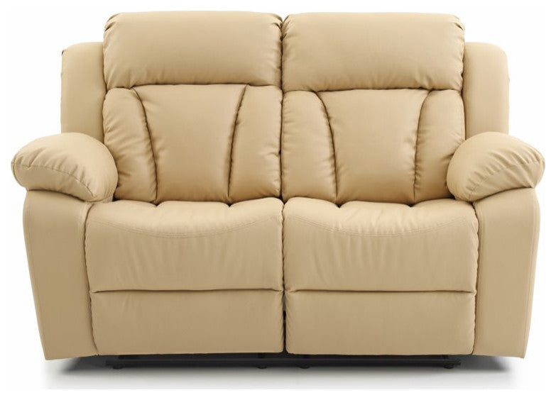 Springfield Reclining Love Seat, Beige Faux Leather