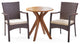 GDF Studio 3-Piece Kohler Outdoor Teak Acacia Wood and Wicker Bistro Set