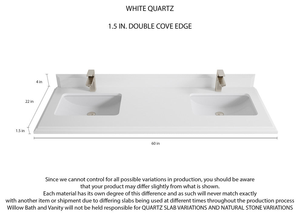 Parker 60 Double Sink Bathroom Vanity in Elephant Skin Gray  1.5" White Quartz