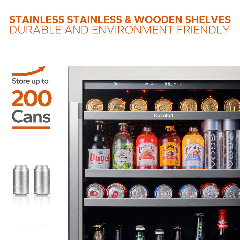 Ca"™Lefort 24" Drink Fridge: 180 Can, LED Lights, Built-In/Freestanding