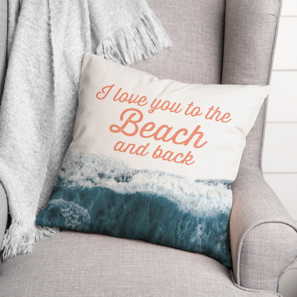 To the Beach and Back Coral 18x18 Pillow