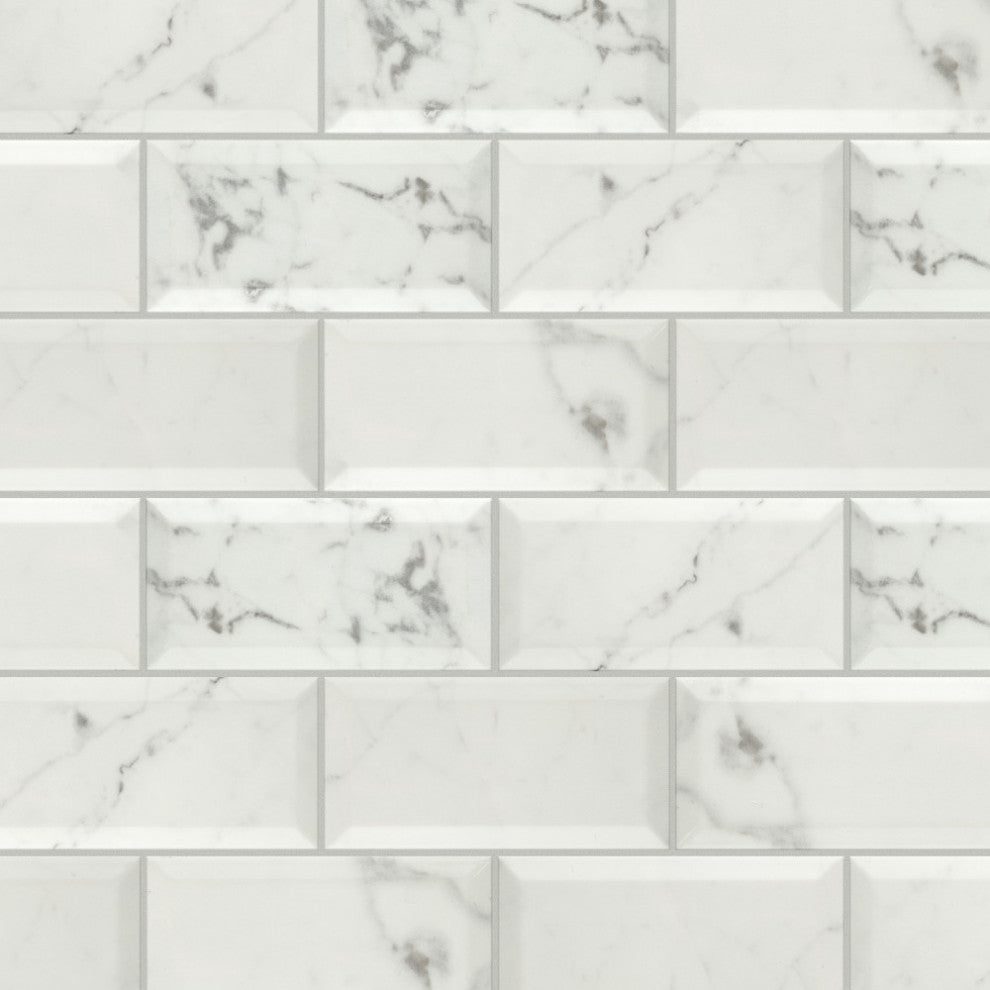 Classico Carrara Ceramic Wall Tile, Glossy Metro, 44